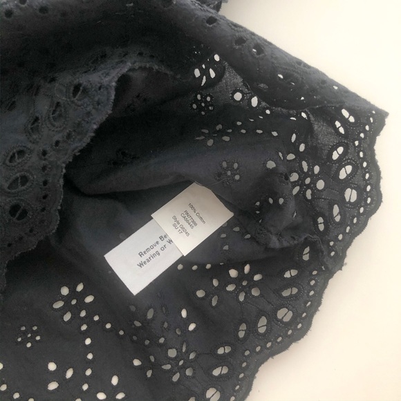 Madewell Navy Flutter Sleeve Off-Shoulder Top - Picture 5 of 7